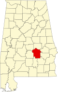モンゴメリー郡の位置を示したアラバマ州の地図