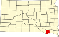 Map of Južna Dakota highlighting Bon Homme County