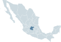 Locator map for the state of Guanajuato within Mexico.