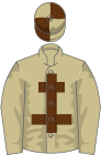 Beige, brown cross of lorraine, quartered cap