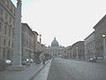 View from the southern side of the street towards the Basilica