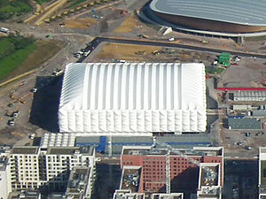 Luftaufnahme der Basketball Arena im Juni 2011