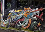 3D mural Quetzalcóatl v Exekatlkalli (Casa de los Vientos) v Acapulcu, Guerrero (1957)