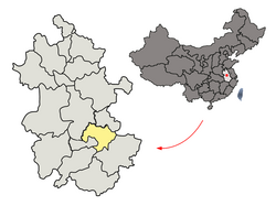 Location of Wuhu City jurisdiction in Anhui