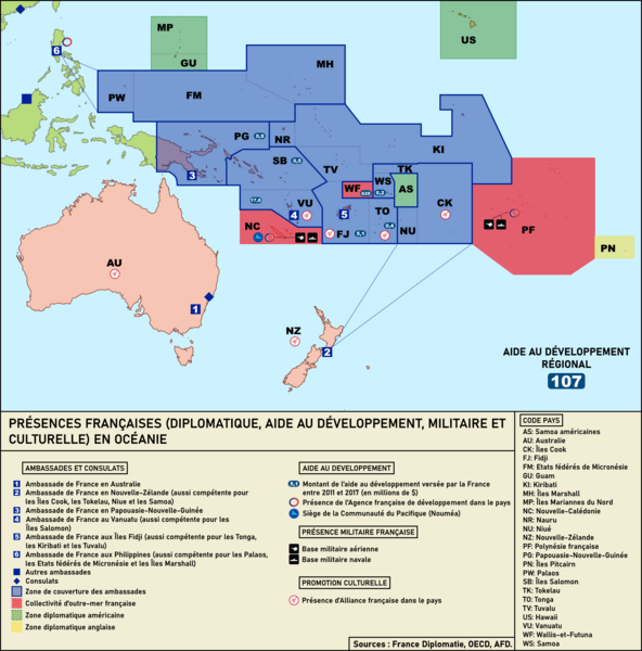 File:Presences françaises (diplomatique, aide au développement, militaire et culturelle) en Océanie.png