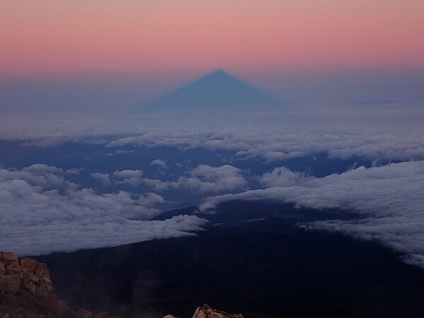 Erdschattenbogen mit Schatten des Teide bei Sonnenaufgang