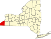 State map highlighting Chautauqua County