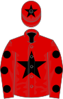 Red, black star, spots on sleeves and star on cap