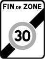 B51. Fin de zone à vitesse limitée à 30 km/h.