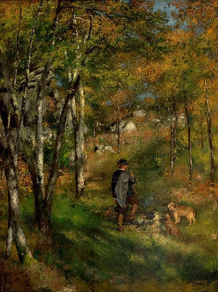 File:Pierre-Auguste Renoir - Le peintre Jules Le Coeur et ses chiens dans la forêt de Fontainebleau (1866).jpg