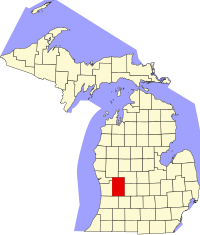 Locatie van Kent County in Michigan