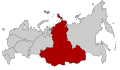 Map Russia highlighting the Siberian Federal districts.