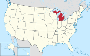 Map of the United States with Michigan highlighted