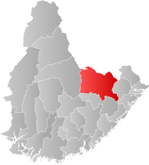 Lage der Kommune in der Provinz Agder