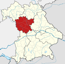 แผนที่ของรัฐBavaria แสดง เรกีรุงชเบเซิร์คมิทเทิลฟรังเคิน