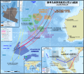 Map of search areas for Malaysia Airlines Flight 370 from the day of its disappearance through October 2014 (Simplified Chinese)/Peta kawasan carian untuk Malaysia Airlines Penerbangan 370 dari hari kehilangan sehingga Oktober 2014 (Cina Ringkas)/马来西亚航空公司370航班从失踪当天直到2014年10月的搜索地图 (简体中文)。