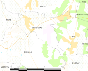 Poziția localității Frontenas