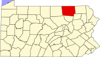 Locatie van Bradford County in Pennsylvania