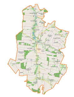 Mapa konturowa gminy Bychawa, w centrum znajduje się punkt z opisem „Bychawa”