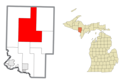 Location within Dickinson County