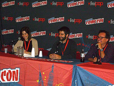 Ned Vizzini and Columbus at the New York Comic Con, 2012.