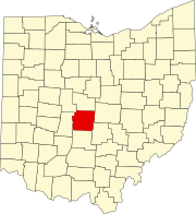 フランクリン郡の位置を示したオハイオ州の地図