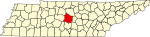 State map highlighting Rutherford County