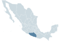 Locator map for the state of Guerrero within Mexico.