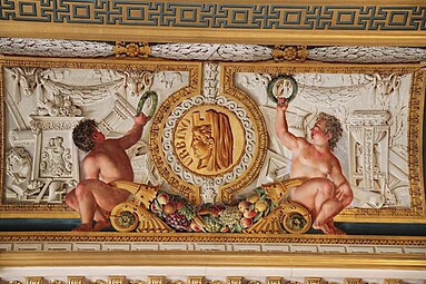 Neoclassical festoon on the ceiling of room 642 of the Louvre Palace, unknown painter, c.1840