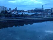 Overlooking the Grand Canal Basin, Facebook and the Bord Gáis Theatre, roughly 300 metres from the River Liffey.