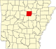 Map of Arkansas highlighting Cleburne County