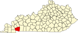 Karte von Trigg County innerhalb von Kentucky