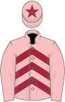 Pink, maroon chevrons on body and star on cap