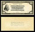 One-hundred-dollar large-size proof of the Federal Reserve Bank Notes