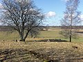 Gravhög och domarring invid Vårkumla kyrka, Frökinds härad, Västergötland.