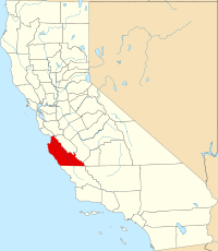Округ Монтерей на мапі штату Каліфорнія highlighting