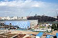 Onregelmatige spaceframe van de Water cube in Peking.