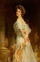 Nancy Astor usando um estilo pompadour em um retrato famoso de John Singer Sargent, 1909.