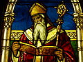 Louis Comfort Tiffany stained-glass window of St. Augustine, exhibited at the Lightner Museum