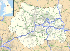 Mapa konturowa West Yorkshire, po prawej znajduje się punkt z opisem „Ledsham”