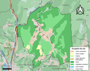 Carte en couleurs présentant l'occupation des sols.