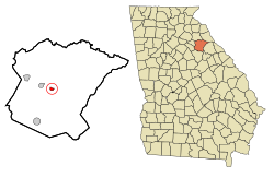 Location in Oglethorpe County and the state of جورجیا ایالتی