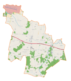 Mapa konturowa gminy Parzęczew, po prawej nieco na dole znajduje się punkt z opisem „Chociszew”