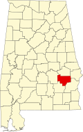 Map of Alabama highlighting Bullock County