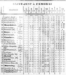 Horaires de la ligne en 1890