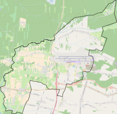 Mapa konturowa gminy Ożarowice, w centrum znajduje się punkt z opisem „Ożarowice”