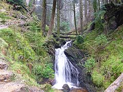 Waterfall beside the path in Upper Puck's Glen