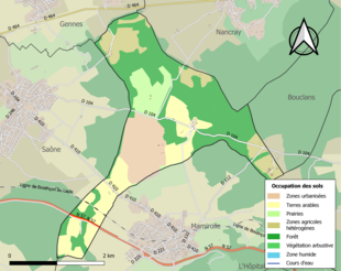 Carte en couleurs présentant l'occupation des sols.