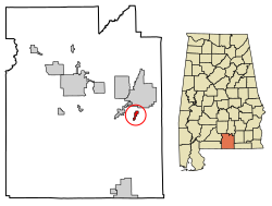 Location of Onycha in Covington County, Alabama.