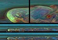 False-colour images showing a huge storm on Saturn.